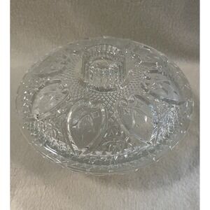 Vintage Pasari Indonesia Pressed Covered Glass Candy Dish 7" Hearts Flowers